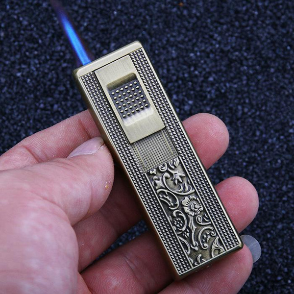 Hot Retro Cigar Punched Lighter Can Be Filled Windproof Lighter Gentleman Jet Flame Cigarette