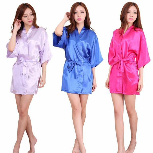 Bathrobe Spring Summer Ice Silk Nightdress Women Simple Style Homewear 