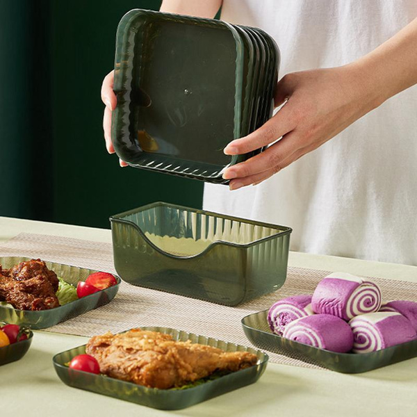 8Pcs/Set Snack Plate Able Bone Spitting Plate With Base Dishes Plate Fruit Snack Plates Food