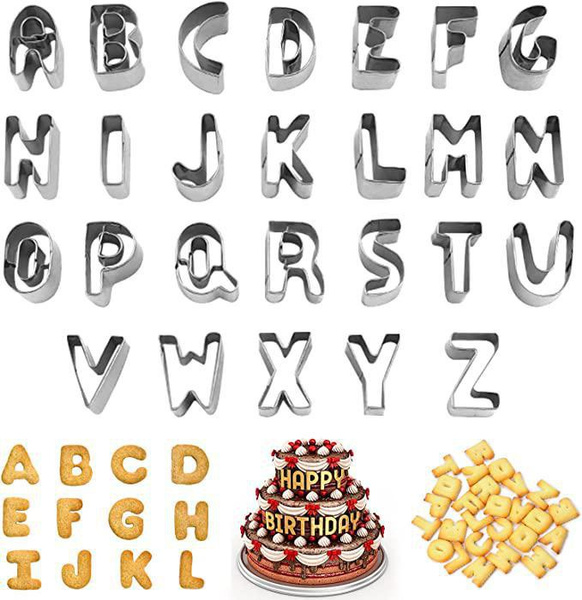 26 Alphabet Cookie Cutter Letter Cake Fondant Cutter Stainless Steel