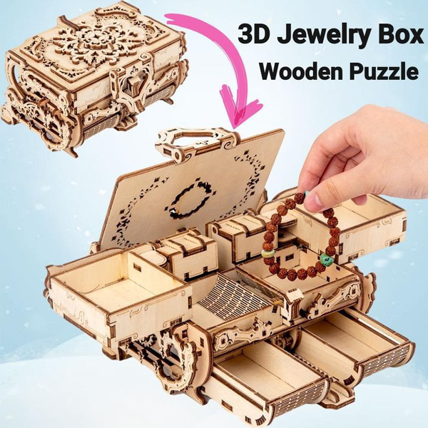 Model A/B 3D Assembled Jewelry Box Puzzle Creative DIY Puzzle Wooden