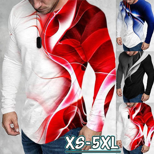 Men's Fashion Round Neck Long Sleeved Shirts Casual Lightweight ...