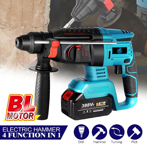 Yofidra® Rotary Hammer Drill,SDS DRILL,18V Cordless 4 Functions Electric Brushless Hammer,27mm