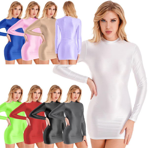 Abito Wet Look Donna PU Pelle E Pizzo - Bodycon Mini Taglia M Per Cocktail E Club - Foto 3