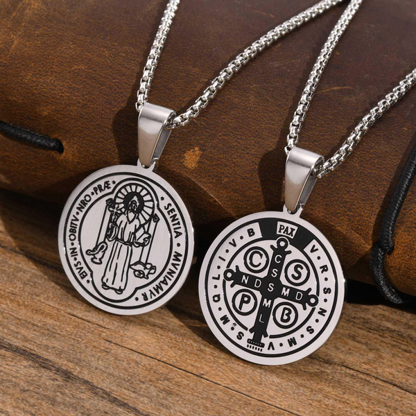 St Benedict Exorcism Medal Round Pendant Women Men Fashion Trendy ...