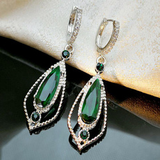 Sterling, Mote, Gemstone Earrings, emeraldearring