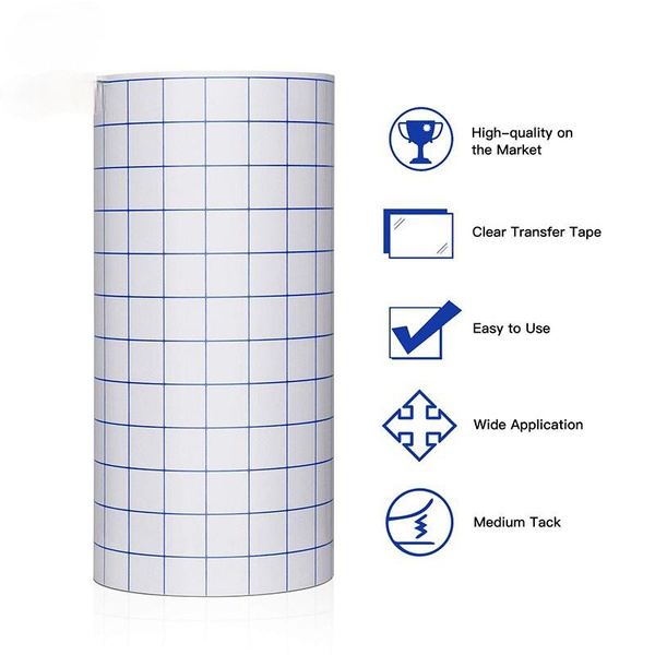 Adhesive Vinyl Transfer Paper Tape Sheet/Roll Clear w/Blue Alignment