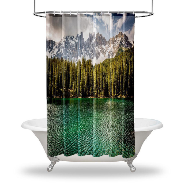 Scenery Printed Showers Curtain/Waterproof Fabric Button Hole Shower