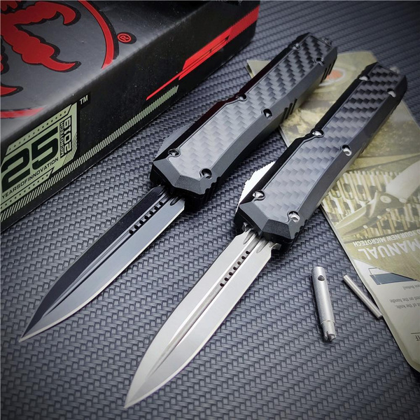 Microtech Makora II Spring Assisted Automatic OTF Knife Black Aviation ...