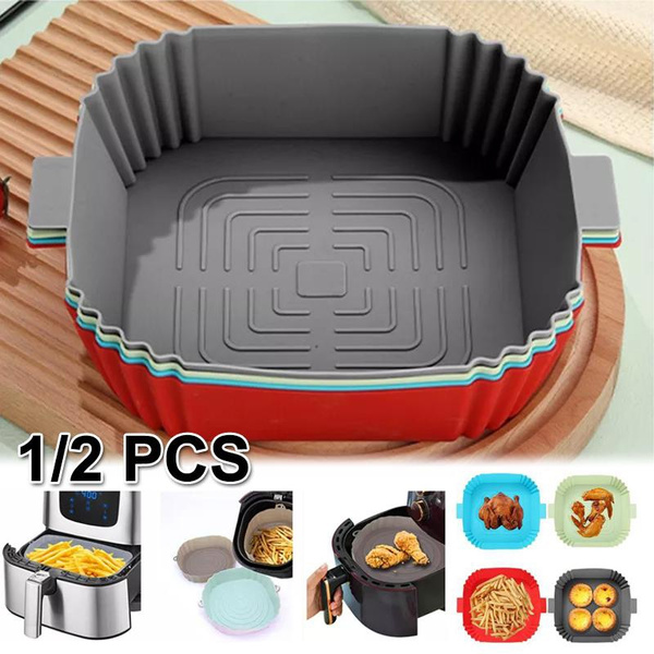 Air Fryer Silicone Mat Non-Stick Air Fryers Oven Baking Tray Fried Pizza  Chicken Basket Mat Round Replacemen Grill Pan Accessories Non-stick Pastry  Pots Barbecue Baking Accessories Microwave Pads Baking Liner