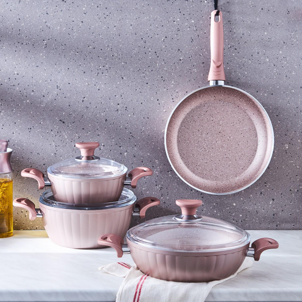 Dream Bio Granite 7 Piece Cookware Set Rose | Wish