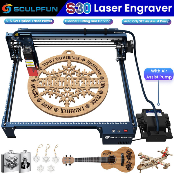 Sculpfun Router SCULPFUN S30 Laser Engraver with Air Assist Pump, 60W Laser Engraving ...