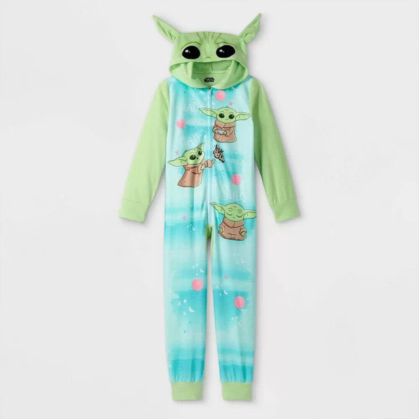Girls' Star Wars Baby Yoda Blanket Sleeper Pajama Jumpsuit Green 12