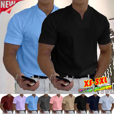 sleeve v-neck, Plus Size, Cotton T Shirt, Sleeve