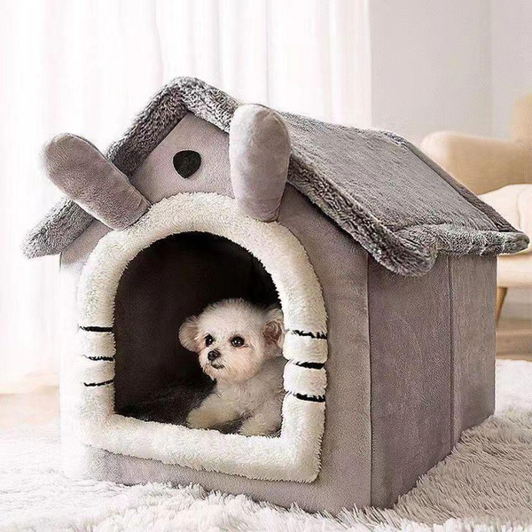 Cat Bed Super Soft Large Grey Cat/Dog Igloo Pet Bed Warm House/ Puppy