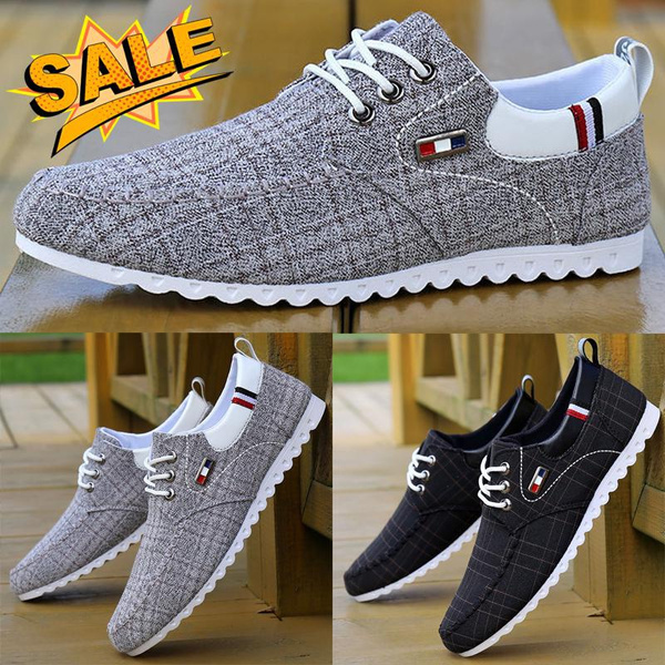 Casual Shoes For Men Comfortable Lace Up Flat Canvas Shoes Fashion Breathable Slip On Loafers Wish 6856