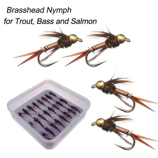 6/12/24Pcs Fly Brass Head Copper Nymph Stone Fly Fishing Trout Bait #10