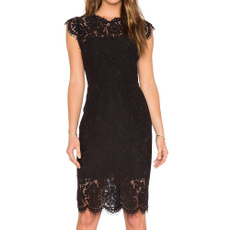 slim, solidcolordre, Lace, Evening Dress
