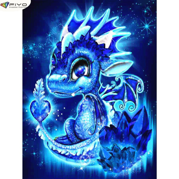 5D Diamond Painting Blue Green Dragon kit