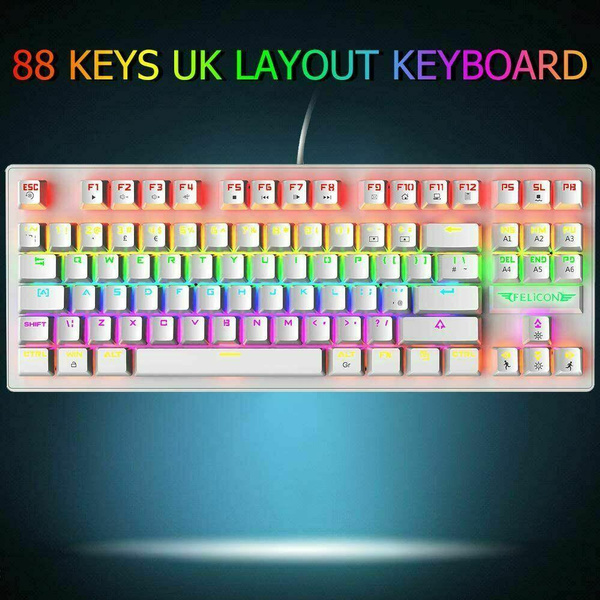 Mechanical Gaming Keyboard Type C LED Backlit Wired 88 Key for PC ...