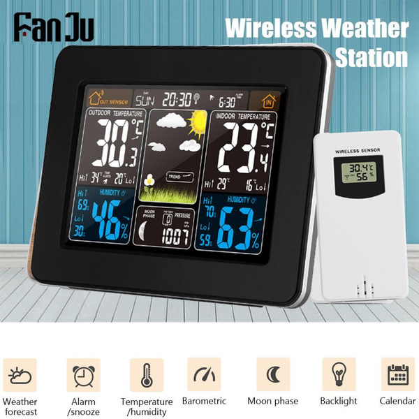 Weather Station Wireless Digital Indoor Outdoor Weather Forecast Hygrometer  Humidity Temperature Meter Barometer with Backlight