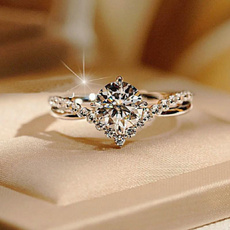 DIAMOND, 925 silver rings, Wedding, sterling silver
