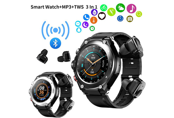 2 in 1 Smart Watch with Earbuds,MP3 ,Voice Recorder, Call, Fitness