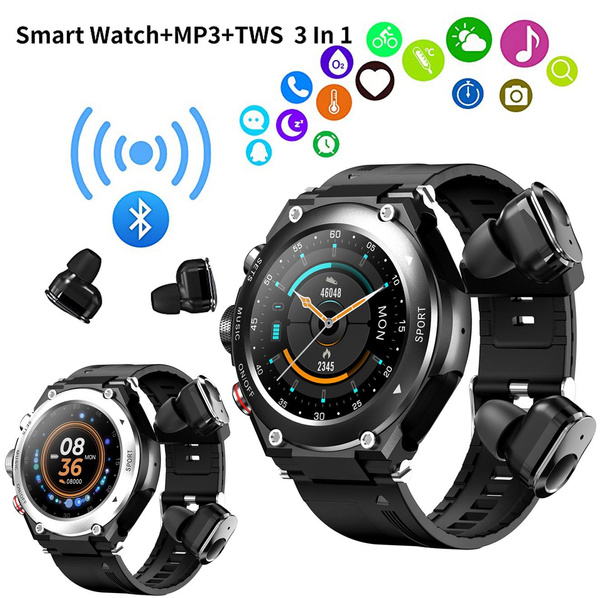 2 in 1 Smart Watch with Earbuds,MP3 ,Voice Recorder, Call, Fitness Tracker  with Blood Oxygen Heart Rate Sleep Monitor, 1.28 Inch Touch HD Screen