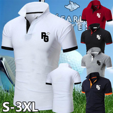 Stand Collar, Summer, Cotton T Shirt, Golf Shirts