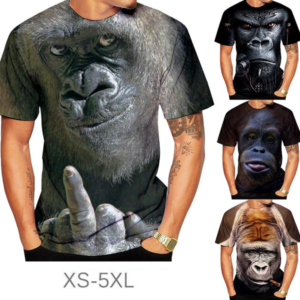 New Fashion Casual Men's 3D Design Spoof Gorilla Funny Monkey T-Shirt ...