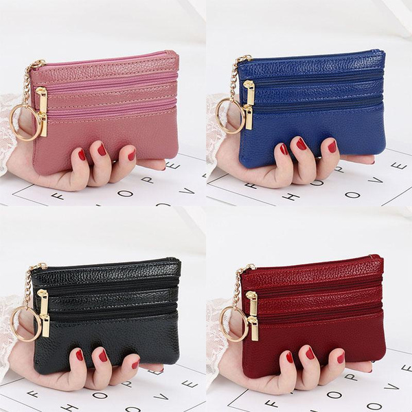 New Women Ladies Men Quality Small Coin Card Key Ring Wallet Pouch Purse Zip - Foto 7