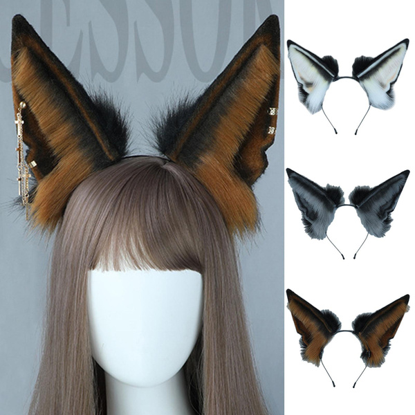 1Set Wolf Ear Headband Animal Hair Hoop Lolita Headband Wolf Cosplay ...