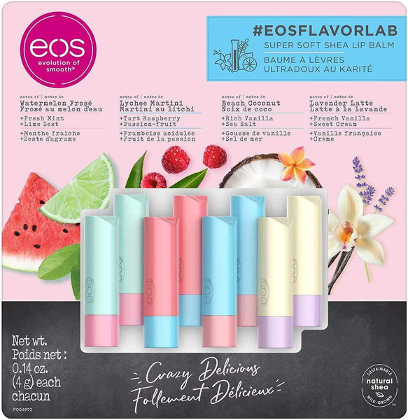 eos FlavorLab Super Soft Shea Lip Balm Sticks, 8Pack, 2 Watermelon