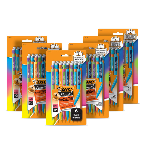 BIC Xtra-Strong Matite Meccaniche 0.9mm - Confezione Da 60, Colori Assortiti, Mina Spessa Antirottura, Ideali Per Scuola E Test - 3