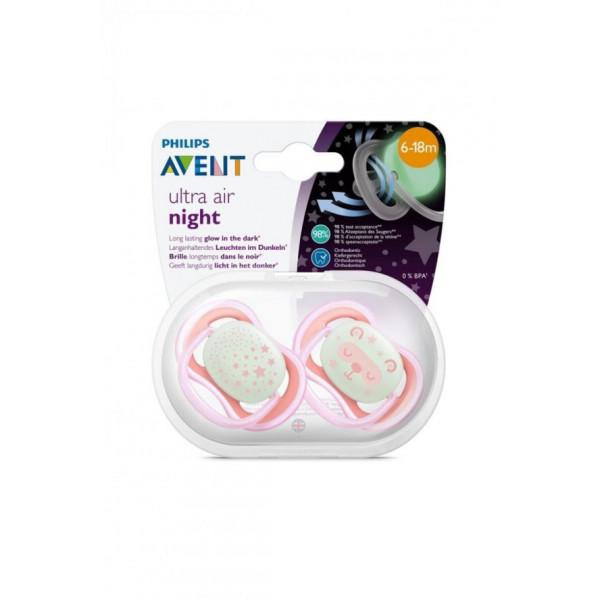 Philips Avent Ultra Air Glow In The Dark Silicone Pacifier 618 Months