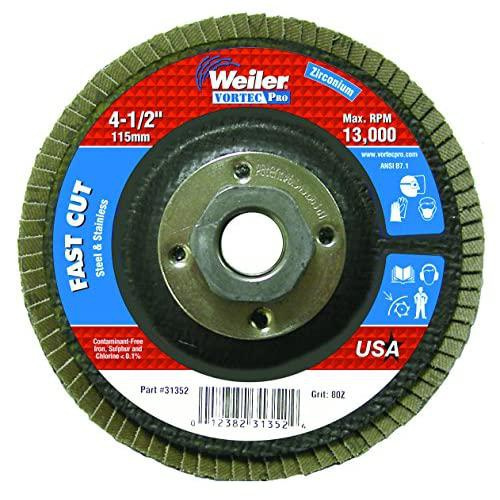 Weiler 80431352 Vortec Pro Type 29 Flap Disc, Zirconia Alumina, 41/2