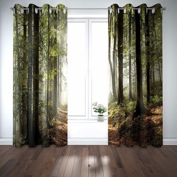 Forest Tree Blackout Curtains Country Nature Rural Village Pathway