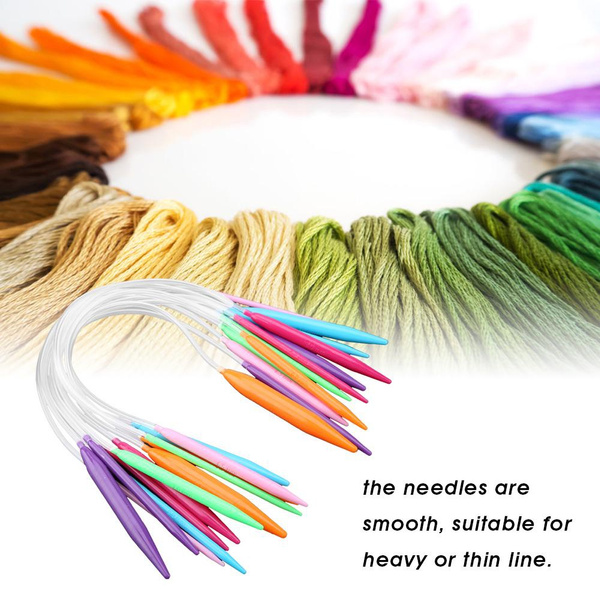 12 PCS Multicolor Plastic Circular Tube Knitting Needles Kit Sweater
