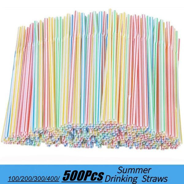 100Pcs/200Pcs/300Pcs/400Pcs/500Pcs Disposable Plastic Drinking Straws ...