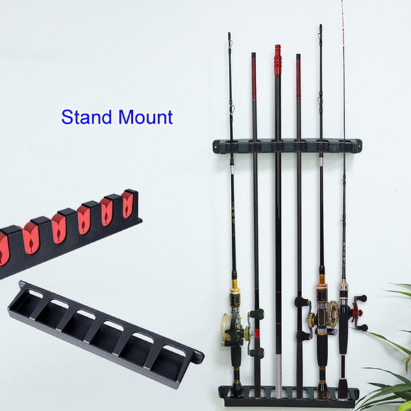 Fishing Pole Rack Wall Mounted Fishing Rod Holder Vertical Support 6Rod Rack for Garage Storage