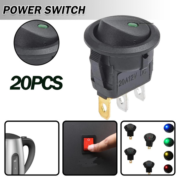 20Pcs 3 Pin 12V Car Truck Rocker Round Toggle LED Switch On-Off Control ...