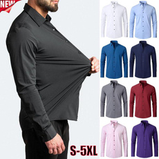 lapel, Plus Size, Shirt, solidcolorshirt