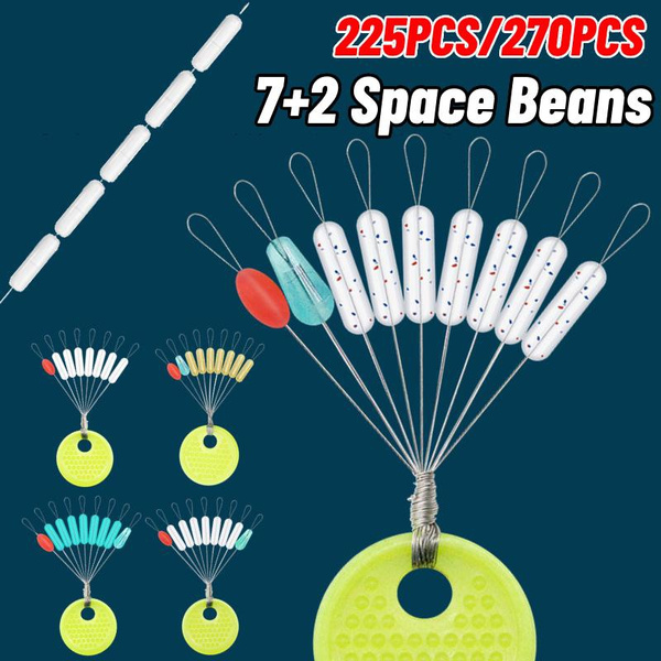 225pcs/270pcs Fishing Accessories Bobber Stopper Line Space Beans 9 In 1  Fishing Bobber Beads Stoppers Rubber Float Sinker Stops for Fishing Line