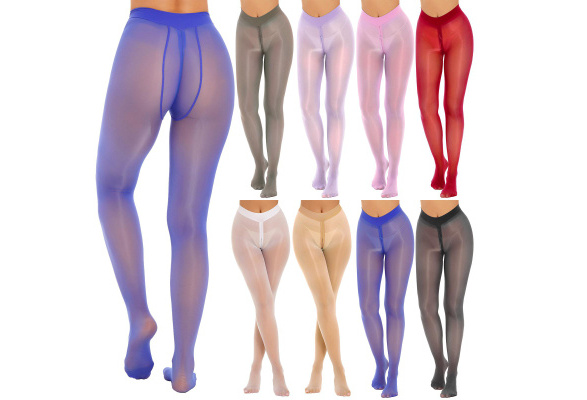 Womens Sheer Smooth Stretchy Pantyhose Zipper Crotch Tights Pants Stockings