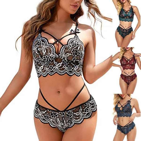 Sexy Lingerie Set For Women Hollow Out Mesh Sheer Bra And Panty