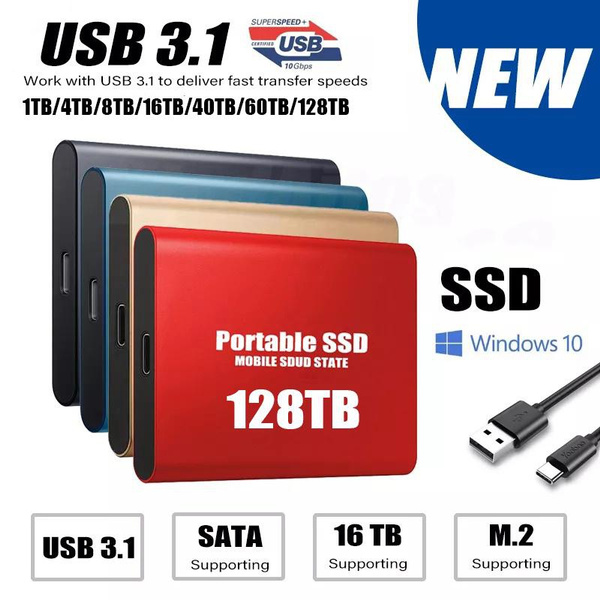 Absay veteran Jeg har en engelskundervisning New Portable SSD 1TB 4TB 8TB 16TB External Hard Drive Type-C USB 3.0 High  Speed TB 40TB 60TB 128TB External Storage Hard Disks For Laptops | Wish