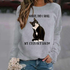 Cat Sweatshirt, roundneckpullover, Necks, Sleeve