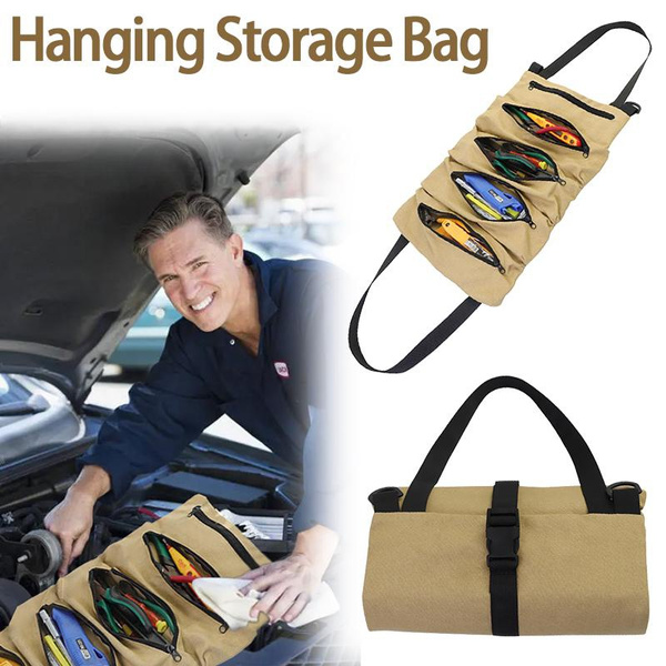 Car Oxford Cloth Multi Functional Car Hanging Storage Tool Bag Wrench Roll  Pouch Tool Organizer Car Camping Accessories