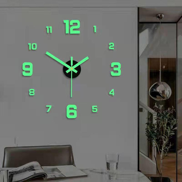 3d Wall Clock Luminous Frameless Wall Clocks Diy Digital Clock Wall Stickers Silent Clock For