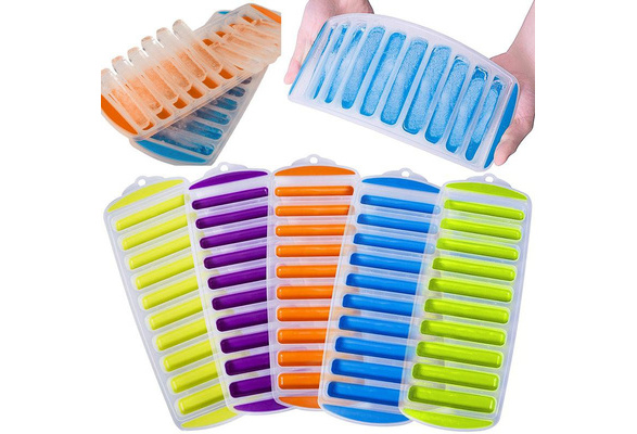 Ice Cube Tray,Reusable Long Ice Stick Ice Maker Mold with  Lid,(1/2Pcs)Easy-Release & Flexible Silicone Ice Cube Mold